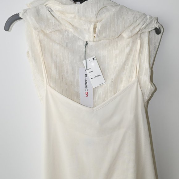 LIZ CLAIBORNE Ivory Pullover Long Sleeve Blouse with Camisole - Size L - NWT - Picture 8 of 13